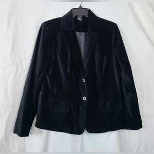 Vintage Clothing Co by Notations Black Velvet‎ 2 Button Pocket Blazer Size M